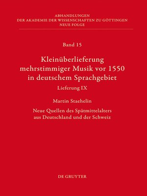 cover image of Kleinüberlieferung mehrstimmiger Musik vor 1550 in deutschem Sprachgebiet, Lieferung IX